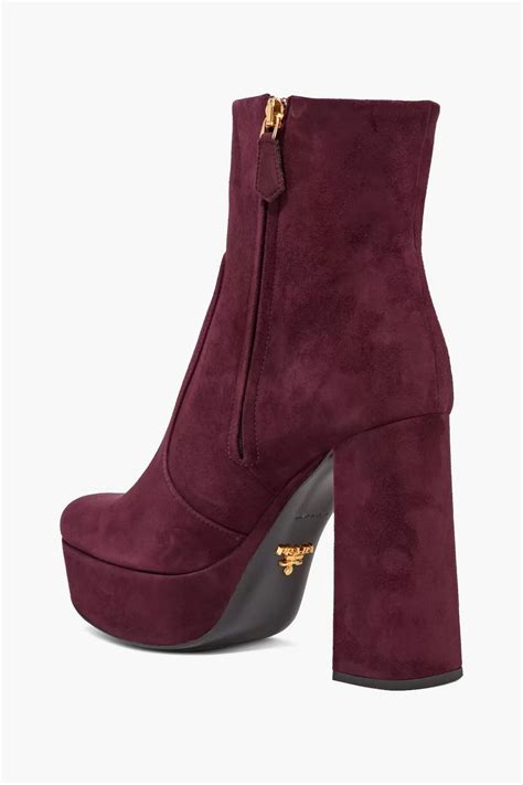 prada block heel combat boots|Prada suede platform ankle boots.